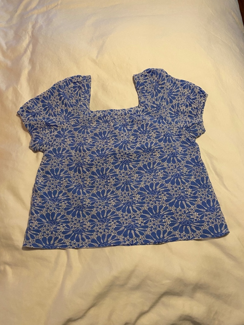 Loft Pretty Blue Embroidered Shirt, XXL
